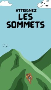 Dessin d'une montagne avec un homme qui grimpe